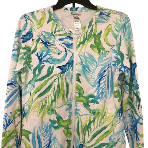 Tommy Bahama Island Cays Seafrond Full Zip UPF 50 Rashguard New Beachy Summer M - Picture 6 of 16